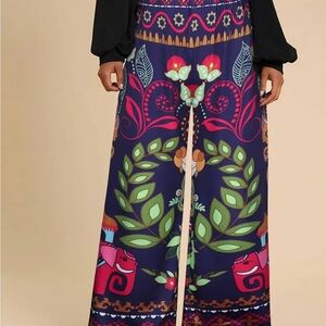 Vibrant Multicolor Patterned Straight-Leg Pants